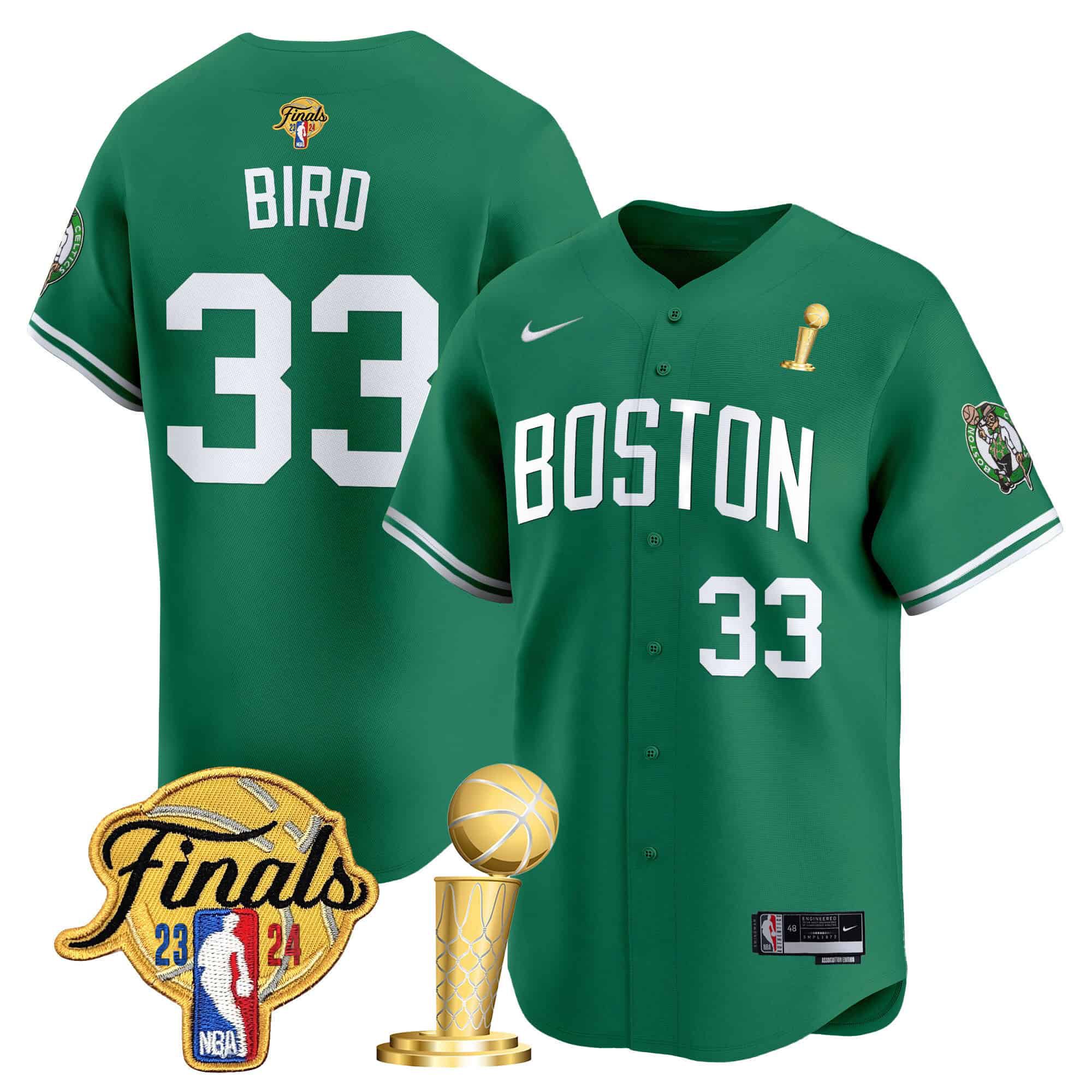 Men Boston Celtics #33 Bird Green 2024 Nike Final & Champions Patch Baseball NBA Jersey->boston celtics->NBA Jersey
